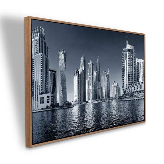 Quadro Paisagem Urbana Dubai em Preto e Branco