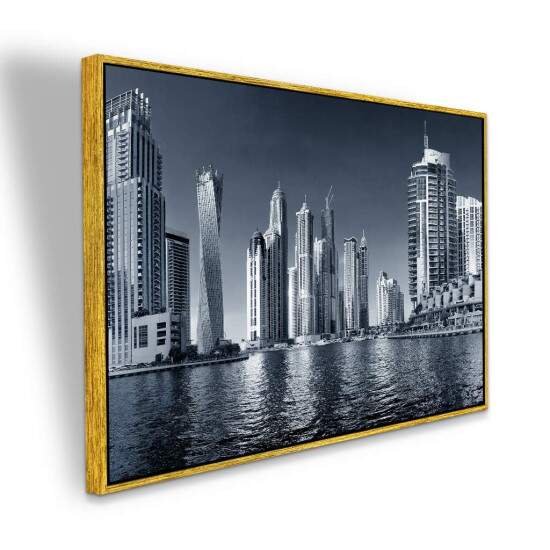 Quadro Paisagem Urbana Dubai em Preto e Branco