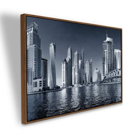 Quadro Paisagem Urbana Dubai em Preto e Branco