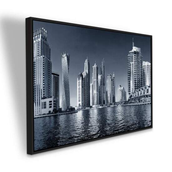 Quadro Paisagem Urbana Dubai em Preto e Branco
