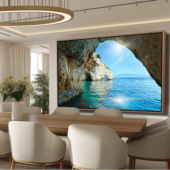 Quadro Paisagem Natural Mar Azul e Gruta Cristalina