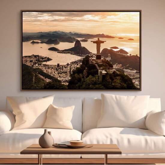 REFAZER - Quadro Cristo Redentor Por do Sol Baa de Guanabara