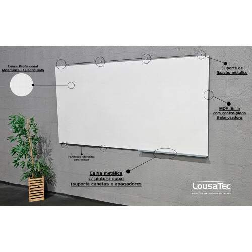 Quadro Reto Premium Quadriculado - Padrão FDE QB-01 - 250x120cm