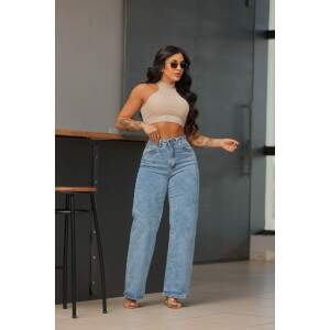 Cala Wide Leg Jeans com Elastano - Estilo e Conforto na Medida Certa