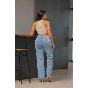 Cala Wide Leg Jeans com Elastano - Estilo e Conforto na Medida Certa
