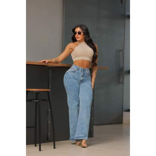 Cala Wide Leg Jeans com Elastano - Estilo e Conforto na Medida Certa