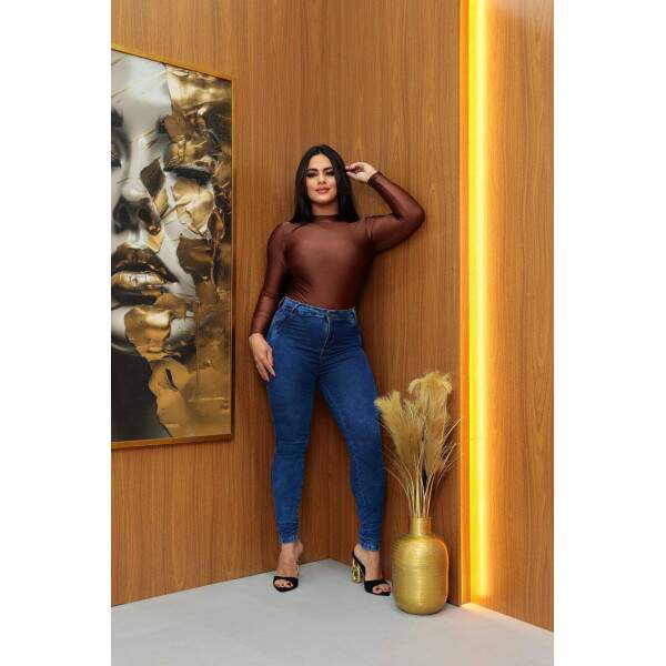 Cala Skinny Jeans Cintura Alta com Bolso Faca - Lavagem Sky
