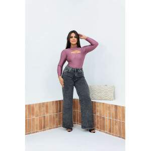 Cala Wide Leg New Black com Elastano - Estilo e Conforto