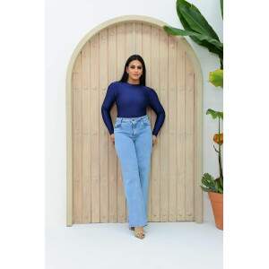 WideLeg Jeans com Elastano / Sky Clara