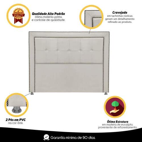 Cabeceira Estofada Ravena para Cama Box Casal 140cm Veludo - SOFA STORE
