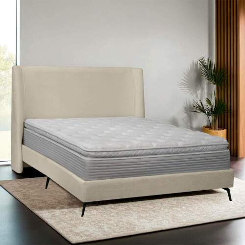 Kit Cabeceira e Base Cama Box Orgnica Montreal 164x215cm Queen Size Boucl - SOFA STORE