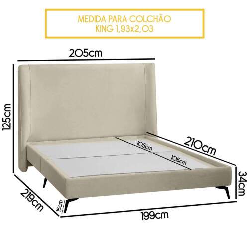 Kit Cabeceira e Base Cama Box Orgnica Montreal 199x219cm King Size Boucl - SOFA STORE