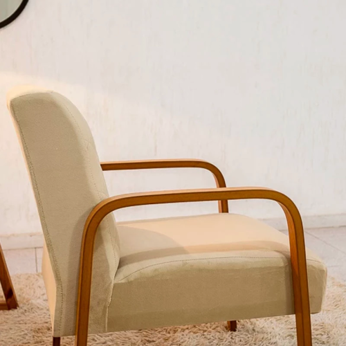 Poltrona Ayla Veludo Bege 6010