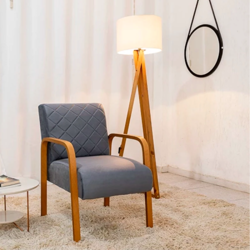 Poltrona Ayla Veludo Cinza 6012