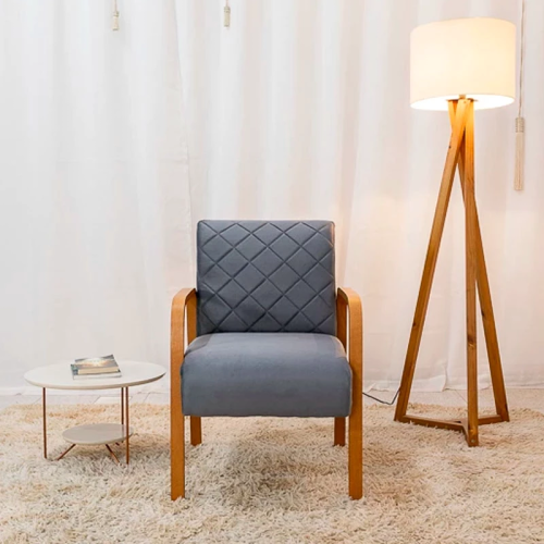 Poltrona Ayla Veludo Cinza 6012