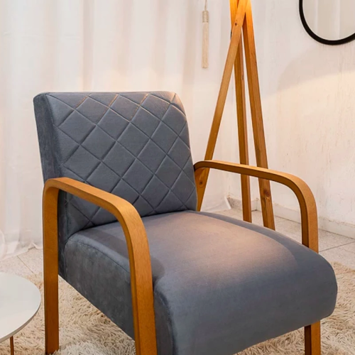 Poltrona Ayla Veludo Cinza 6012