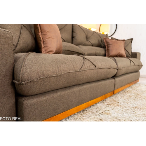 Sof Retrtil Reclinvel Bello Plus 2.90m Linho Marrom - D33 e Molas Ensacadas