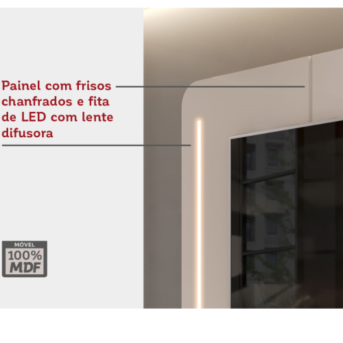 Painel + Bancada Atlas Off White Larg. 2.18m - DJ Moveis