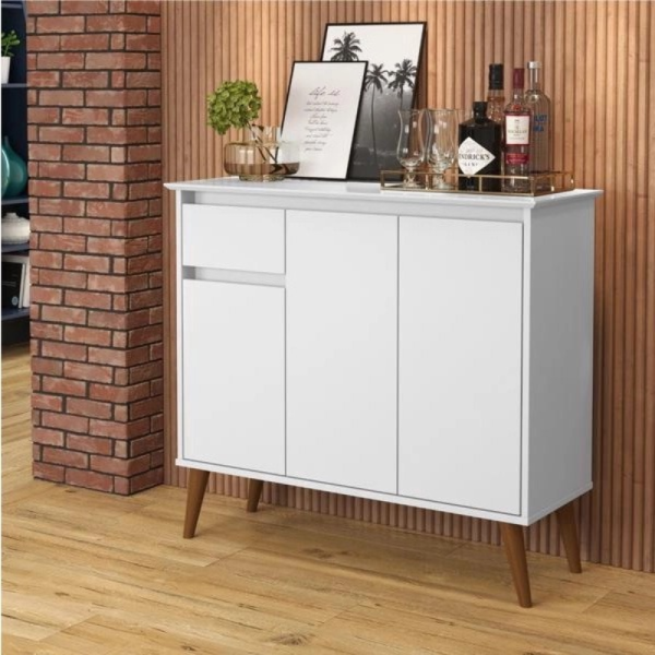 Aparador Veneza 3 Portas 1 Gaveta Branco EJ Moveis