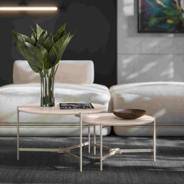 Jogo Mesas Centro Prisma Off White EJ Moveis