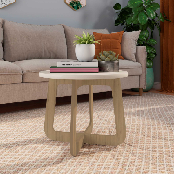 Mesa de Centro Jasmin Off White/Carvalho Artely