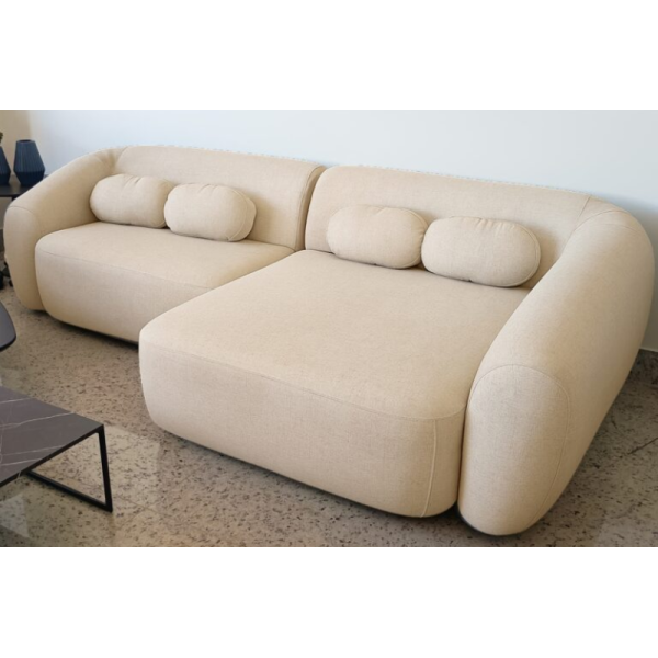 Sof Living Paris com Chaise Larg. 2.40m Linho Bege 9236