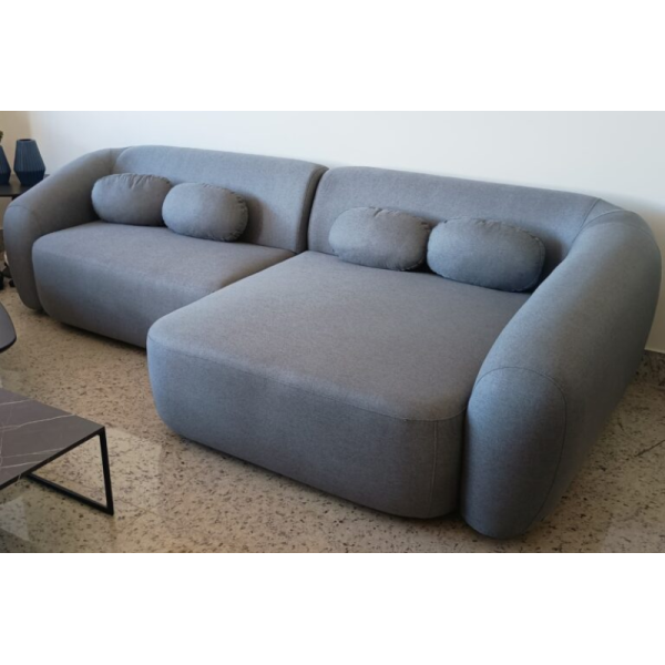 Sof Living Paris com Chaise Larg. 2.40m Linho Cinza 9235