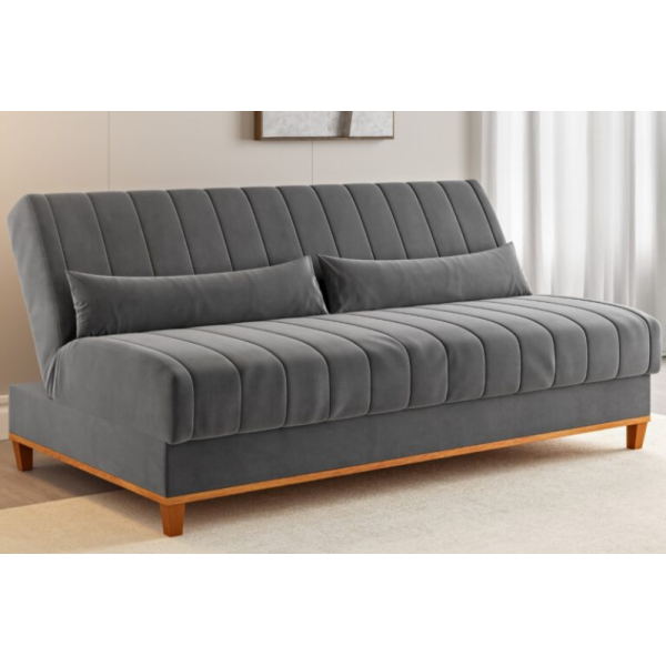 Sof Cama Duna Largura 1,80m - Veludo Cinza 