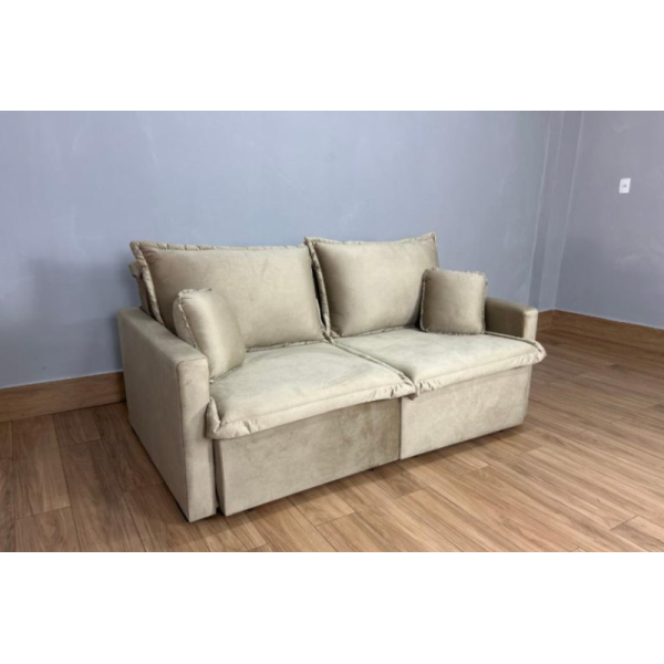 Sof Cama Retrtil Reclinvel Positano 1.80m - Capuccino Veludo