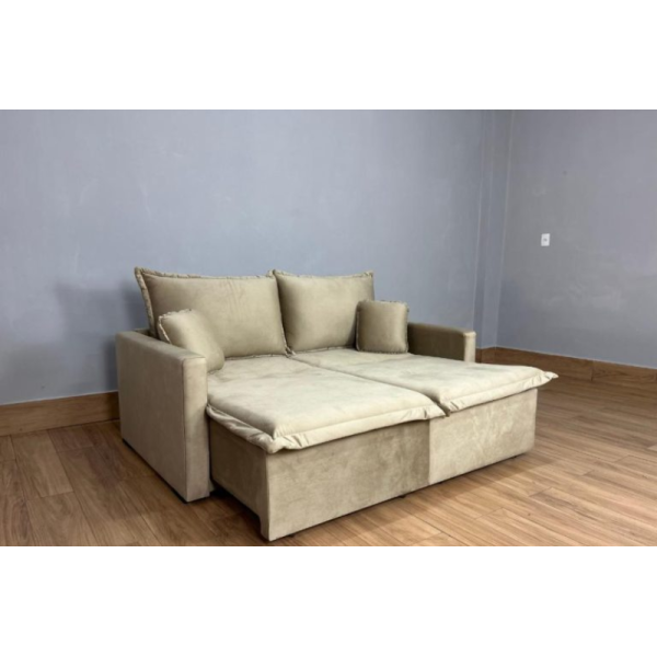Sof Cama Retrtil Reclinvel Positano 1.80m - Capuccino Veludo