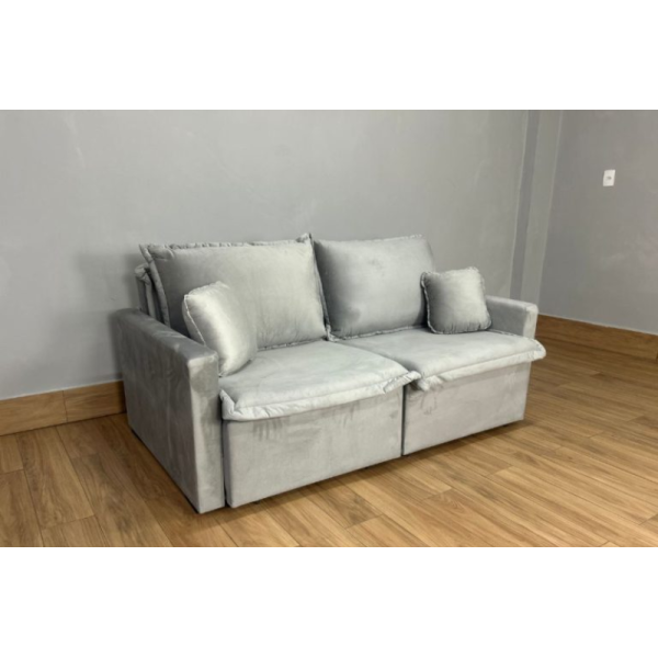 Sof Cama Retrtil Reclinvel Positano 1.80m Mod.80 ? Prata Veludo