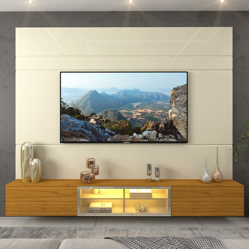 Home Suspenso Luminare Vidro Reflecta Larg. 2.m C/LED Off White