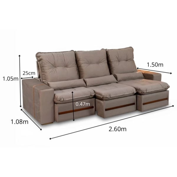 Sofa Montreal 2-60m - RJ Sofás e Móveis