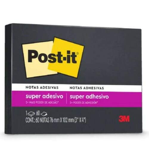 Bloco Adesivo 3M Post-It 76 x 102 mm 60 Fls Preto