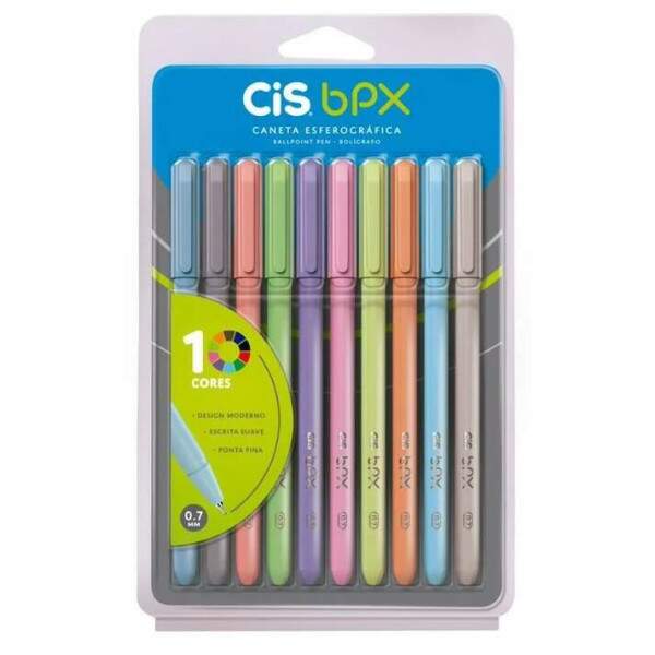 Caneta Esferogrfica Cis BPX 10 Cores