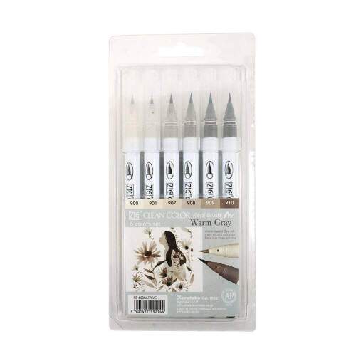 Caneta Zig Real Brush Warm Gray 6 Cores