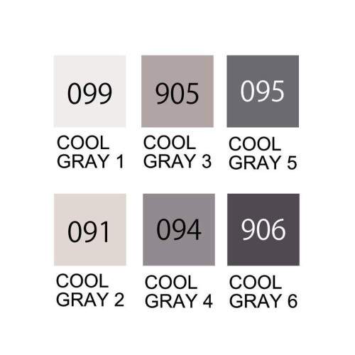 Caneta Zig Real Brush Cool Gray 6 Cores