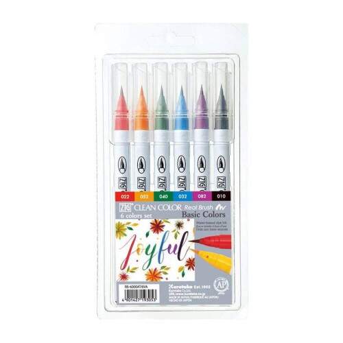 Caneta Zig Real Brush Basic Colors 6 Cores