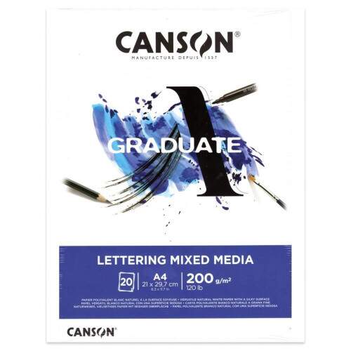 Bloco Lettering Mixed Media Canson Graduate 200g/m A4 20 Fls
