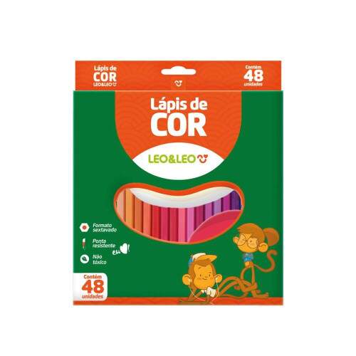 Lapis De Cor Leo e Leo Resina Sextavado Flex 48 Cores