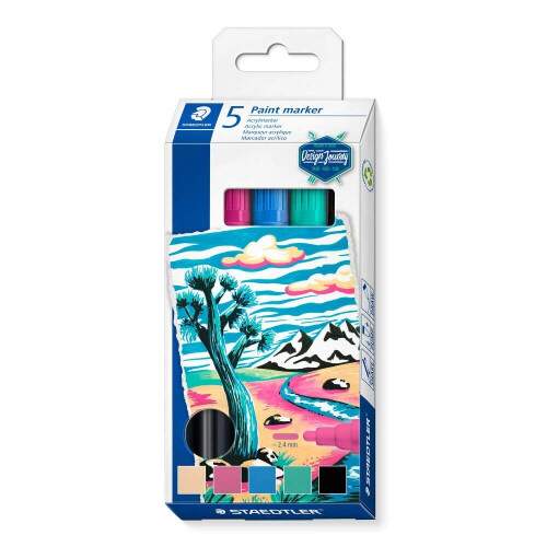 Marcador Acrilico Staedtler Lumocolor 349 5 Cores