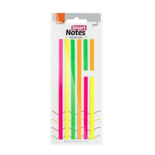 Bloco Adesivo BRW Smart Notes Marca-Texto Neon 20 Fls 8 blocos