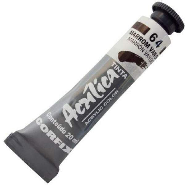 Tinta Acrilica Corfix 20 ml Marrom Van Dick 80020-64