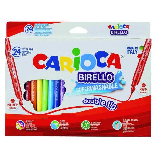 Caneta Hidrogrfica Carioca Birello Ponta Dupla 24 Cores