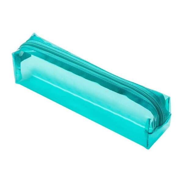 Estojo BRW Transparente Quadrado 1 Ziper Verde gua