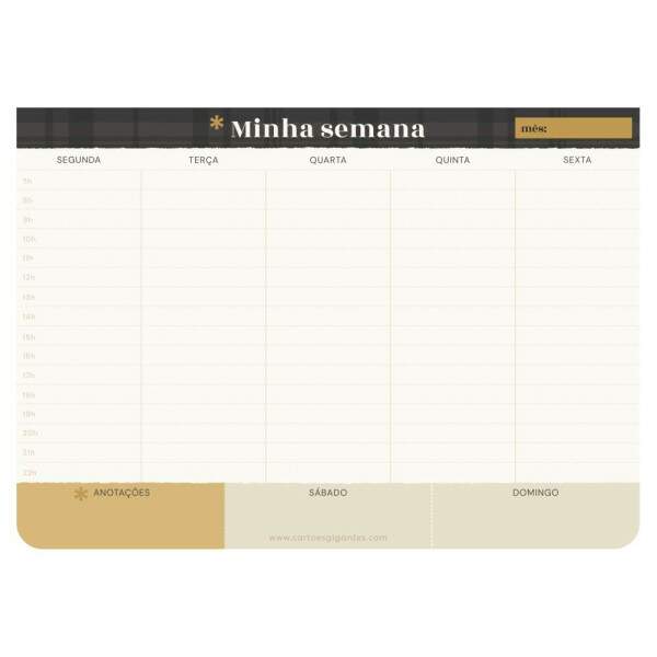 Planner Semanal Permanente Cartes Gigantes Trama