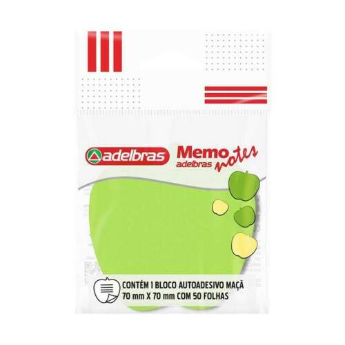 Bloco de Notas Autoadesivas Adelbras Memo Note Maa Verde Neon e Amarelo 50 Fls