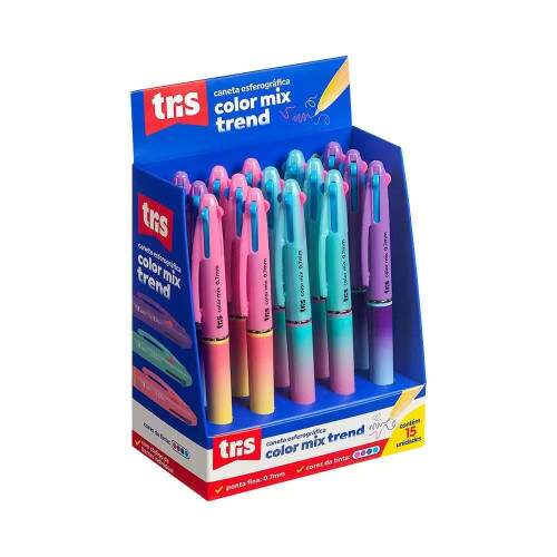 Caneta Esferogrfica Tris Color Mix Trend 4 Cores