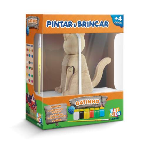Pintar e Brincar Acrilex Gatinho Sem Cor