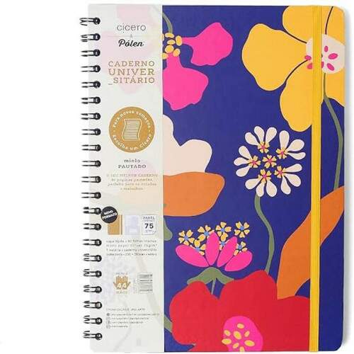 Caderno Espiral Cicero Plen Pautado Aromas Azul 80 Fls 20x28